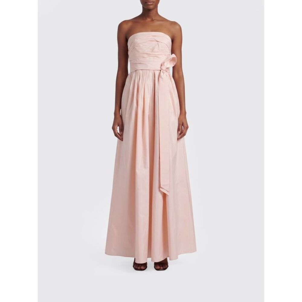 Max Mara Off-The-Shoulder Long Taffeta Evening Gown With Waist Bow